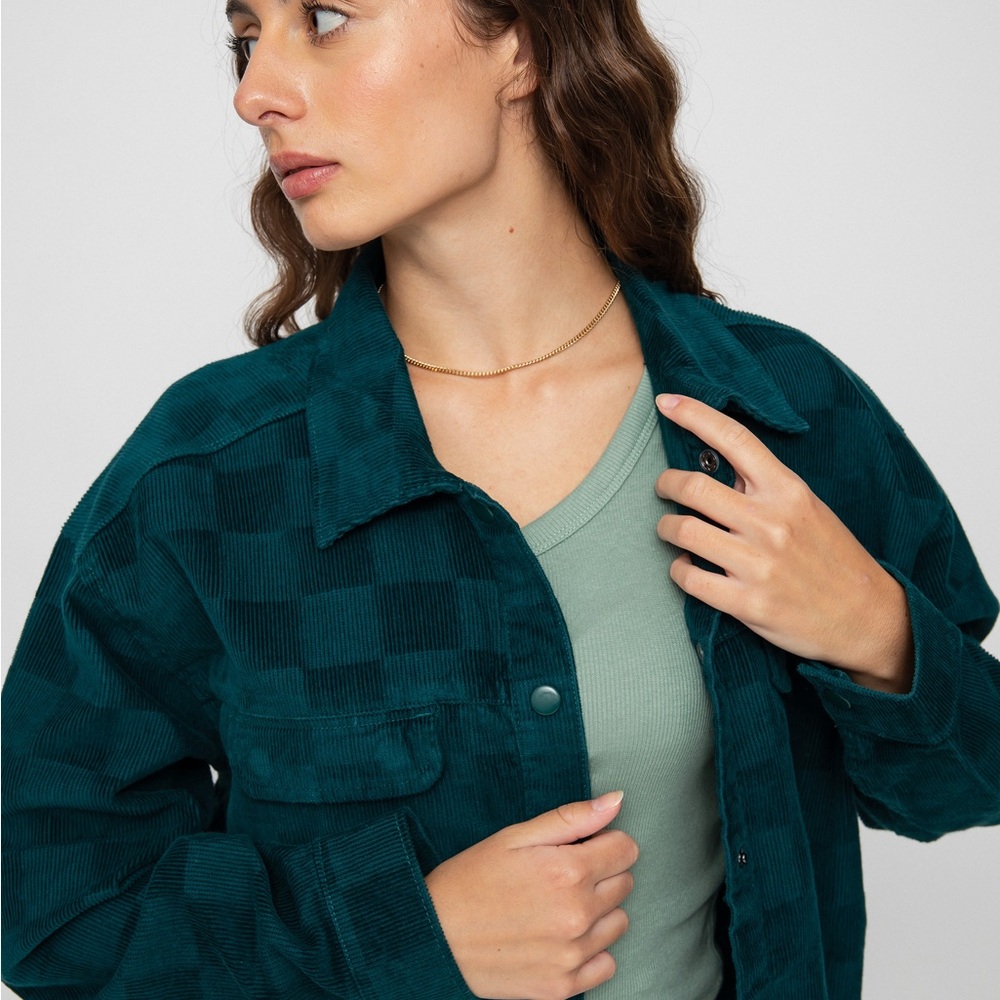 Vans Checkerboard Corduroy Shacket XS | Oversized Button Down Jacket 100% Cotton - Picture 8 of 12